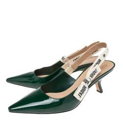 Pre Owned Dior Green Patent Leather J'Adior Slingback Pumps Size 39