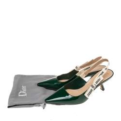 Pre Owned Dior Green Patent Leather J'Adior Slingback Pumps Size 39