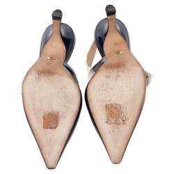 Pre Owned صندل ديور جاديور جلد لامع أزرق كحلي بحزام للكاحل مقاس 39 