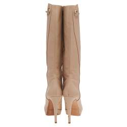 Pre Owned بوت ديور جلد بيج طول الركبة مقاس 39