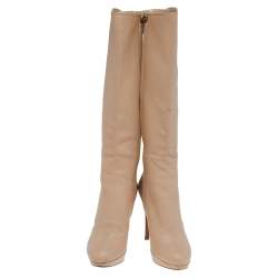 Pre Owned بوت ديور جلد بيج طول الركبة مقاس 39