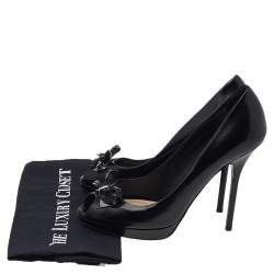 Dior Black Leather Bow Peep Toe Pumps Size 39.5