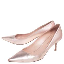Pre Owned Dior Metallic Pink Leather Cherie Pointed Toe Pumps Size 38.5