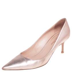 Pre Owned Dior Metallic Pink Leather Cherie Pointed Toe Pumps Size 38.5