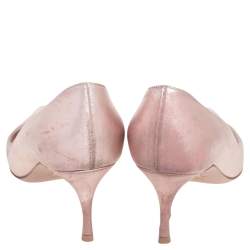 Pre Owned Dior Metallic Pink Leather Cherie Pointed Toe Pumps Size 38.5