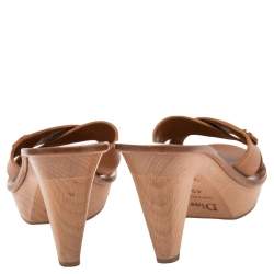 Pre Owned Dior Tan Leather Slide Sandals Size 40