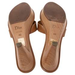 Pre Owned Dior Tan Leather Slide Sandals Size 40