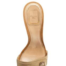 Dior Gold Leather Wooden Platform Clog Slide Sandals Size 38.5