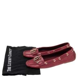 مملوكة مسبقًا Dior Pink Leather CD Logo Slip On Loafers Size 40