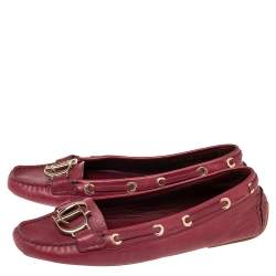 مملوكة مسبقًا Dior Pink Leather CD Logo Slip On Loafers Size 40