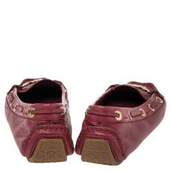 مملوكة مسبقًا Dior Pink Leather CD Logo Slip On Loafers Size 40