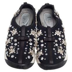 Pre Owned Dior Black Mesh Fusion Embellished Low Top Sneakers Size 37