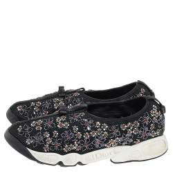 Pre Owned Dior Black Mesh Fusion Embellished Slip On Sneakers Size 40