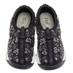 Pre Owned Dior Black Mesh Fusion Embellished Slip On Sneakers Size 40