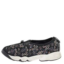 Pre Owned Dior Black Mesh Fusion Embellished Slip On Sneakers Size 40