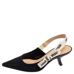 مملوكة مسبقًا Dior Black Canvas J'Adior Pointed Toe Slingback Sandals Size 37