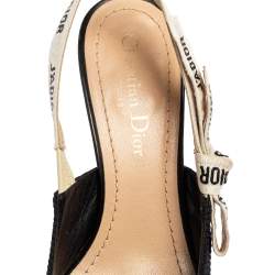 مملوكة مسبقًا Dior Black Canvas J'Adior Pointed Toe Slingback Sandals Size 37
