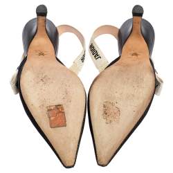 مملوكة مسبقًا Dior Black Canvas J'Adior Pointed Toe Slingback Sandals Size 37