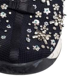 Dior Black Mesh Fusion Crystal Embellished Slip On Sneakers Size 37.5
