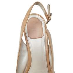 Dior Beige Patent Leather Bow Espadrille Platform Wedge Slingback Sandals Size 40