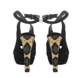 Dior Black Suede Platform Ankle Strap Sandals Size 37.5