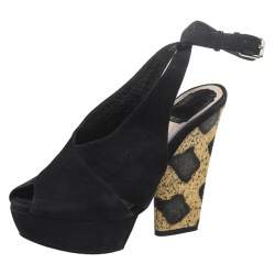 Dior Black Suede Platform Ankle Strap Sandals Size 37.5