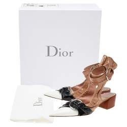 Dior Tri Color Patent Leather Conquest Ankle Wrap Sandals Size 40