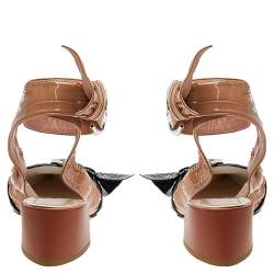 Dior Tri Color Patent Leather Conquest Ankle Wrap Sandals Size 40