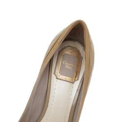 Dior Beige Patent Leather Cannage Bow Peep Toe Pumps Size 39.5