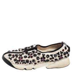 Pre Owned Dior White Mesh Fusion Embellished Slip On Sneakers Size 39.5