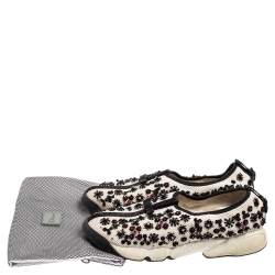 Pre Owned Dior White Mesh Fusion Embellished Slip On Sneakers Size 39.5