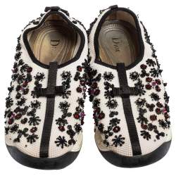 Pre Owned Dior White Mesh Fusion Embellished Slip On Sneakers Size 39.5