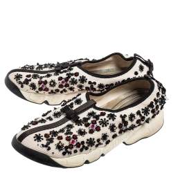 Pre Owned Dior White Mesh Fusion Embellished Slip On Sneakers Size 39.5