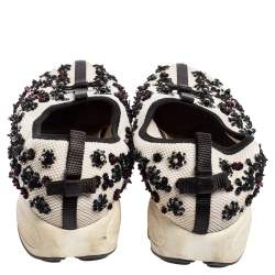 Pre Owned Dior White Mesh Fusion Embellished Slip On Sneakers Size 39.5
