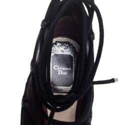 Pre Owned Dior Black Leather Petale Open Toe Lace Up Pumps Size 37