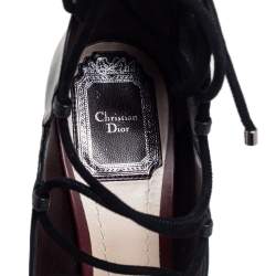 Pre Owned Dior Black Leather Petale Open Toe Lace Up Pumps Size 37