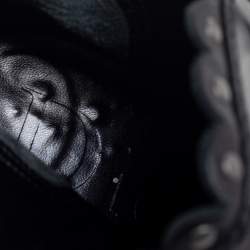 Pre Owned حذاء بوت ديور جلد وكانفاس بالشعار أسود مزين شعار الماركة رباط كاحل مقاس 40