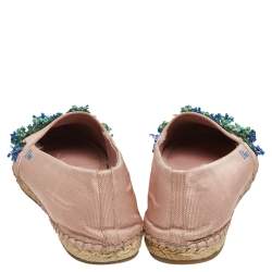 مملوكة مسبقًا Dior Pink Canvas Embellished Espadrille Ballet Flats Size 40
