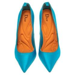 Pre Owned حذاء كعب عالي ديور كانفاس أزرق مقدمة مدببة مقاس 39