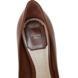 Pre Owned Dior Brown Leather Block Heel Pumps Size 36