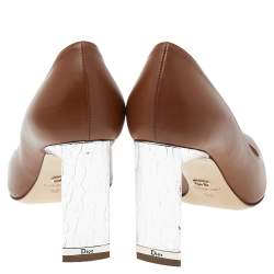 Pre Owned Dior Brown Leather Block Heel Pumps Size 36