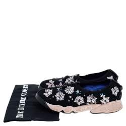 Dior Black Mesh Fusion Floral Embellished Slip On Sneakers Size 38