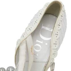 Dior White/Cream Python And Patent Leather Ankle Strap Sandals Size 36.5