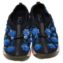 Pre Owned Dior Black Mesh Embellished Fusion Slip On Sneakers Size 36