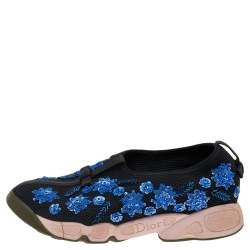 Pre Owned Dior Black Mesh Embellished Fusion Slip On Sneakers Size 36