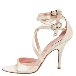 مملوكة مسبقًا صندل ديور ساتان وردي بسيور مقاس 37.5