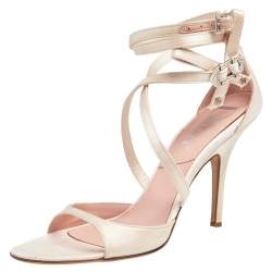 مملوكة مسبقًا صندل ديور ساتان وردي بسيور مقاس 37.5