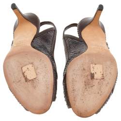 Dior Brown Python Leather Slingback Sandals Size 38.5
