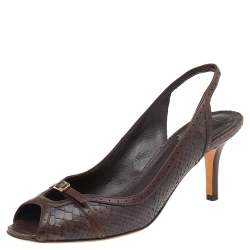 Dior Brown Python Leather Slingback Sandals Size 38.5