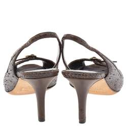 Dior Brown Python Leather Slingback Sandals Size 38.5